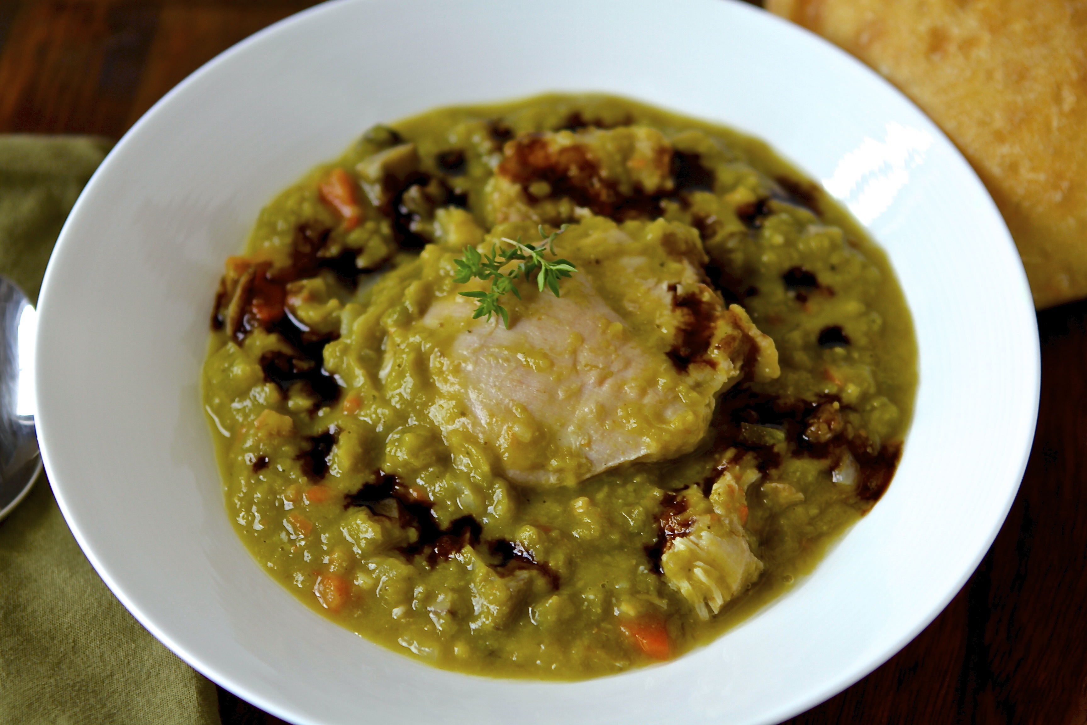 Rustic Split Pea and Chicken Stew in a Pressure Cooker Baby Bird's