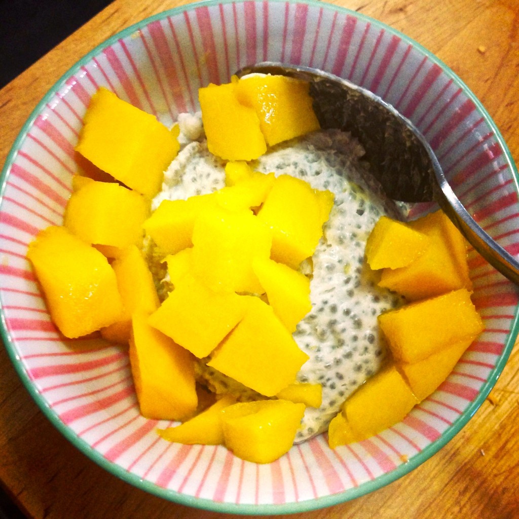 mango with coconut chia pudding